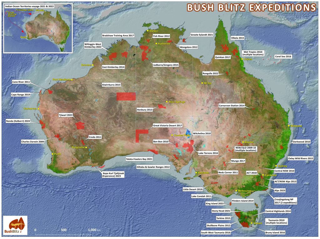 Map showing the location of 51 expeditions