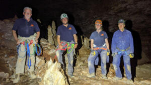 The caving team: Steve Milner, Andrew Stempel, Jess Marsh and Matt Shaw ©Steve Milner
